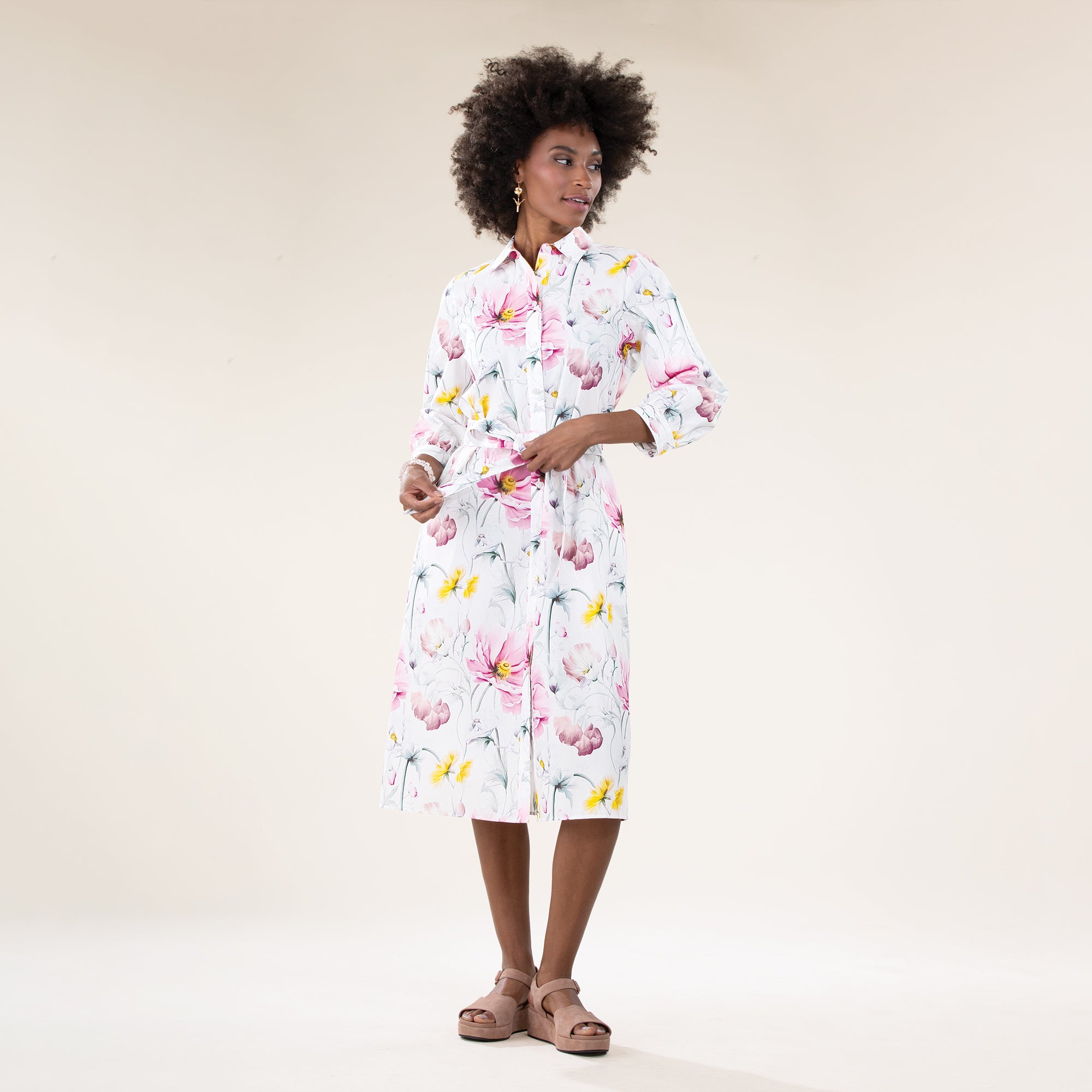 Cheerful Tulips Button-Front Dress