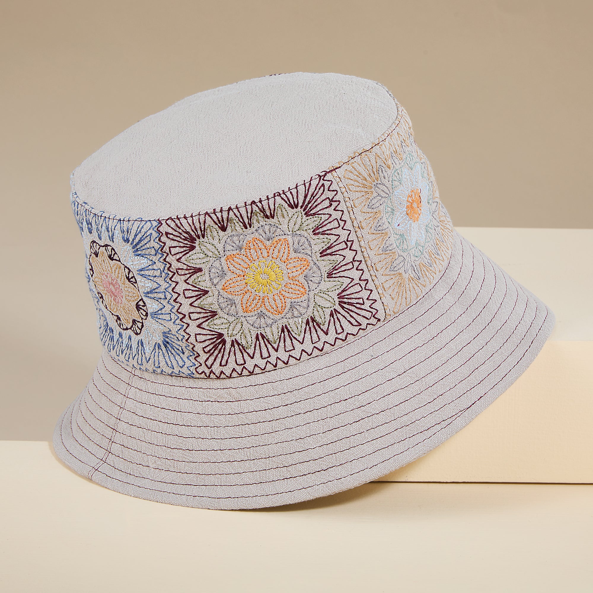 Graziella Tan Italian Linen Bucket Hat