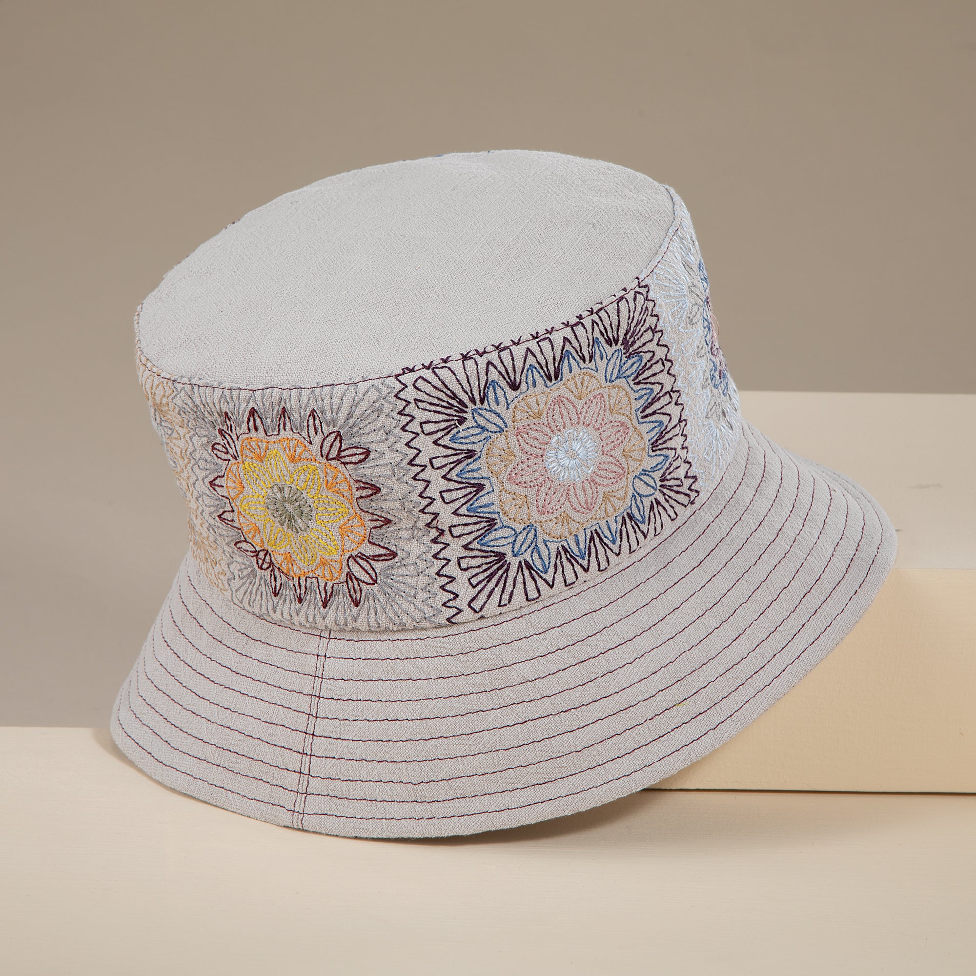 Graziella Tan Italian Linen Bucket Hat