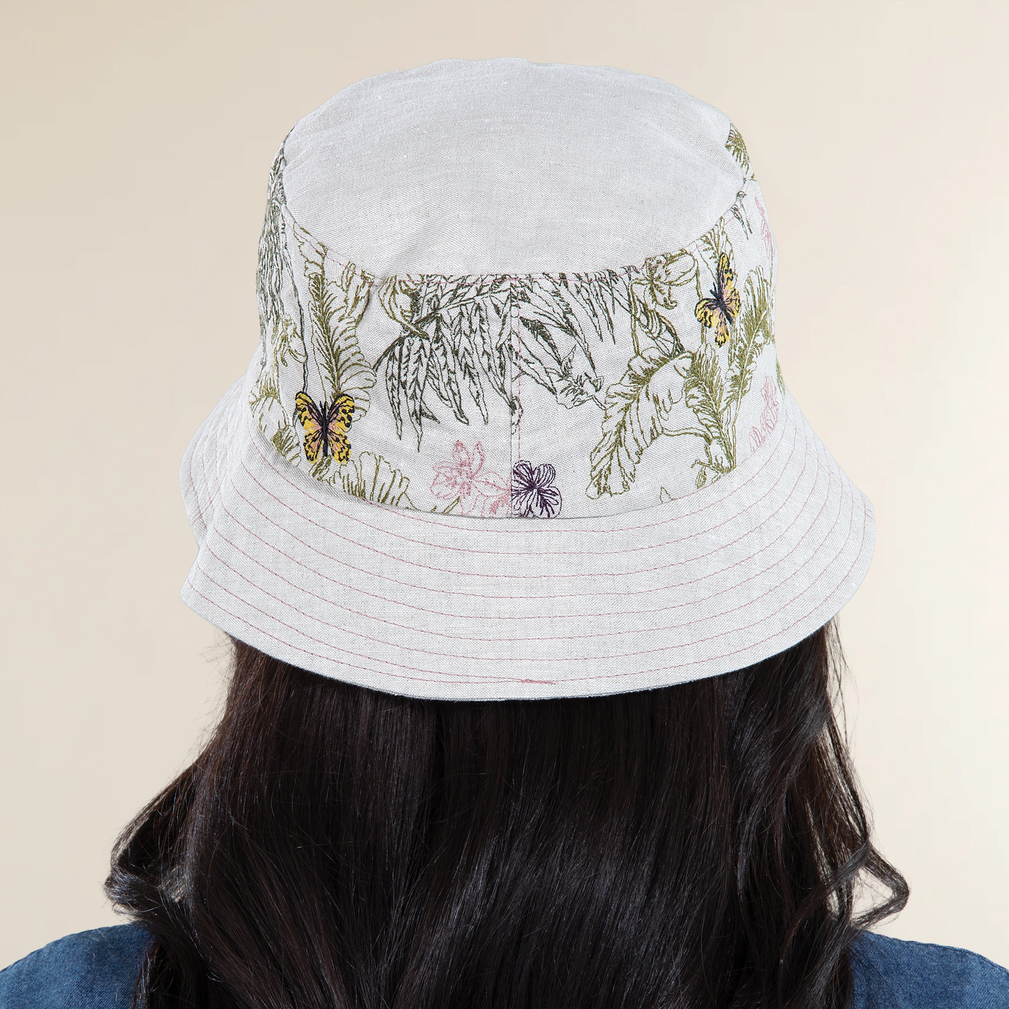 Angelina Taupe Italian Linen Bucket Hat