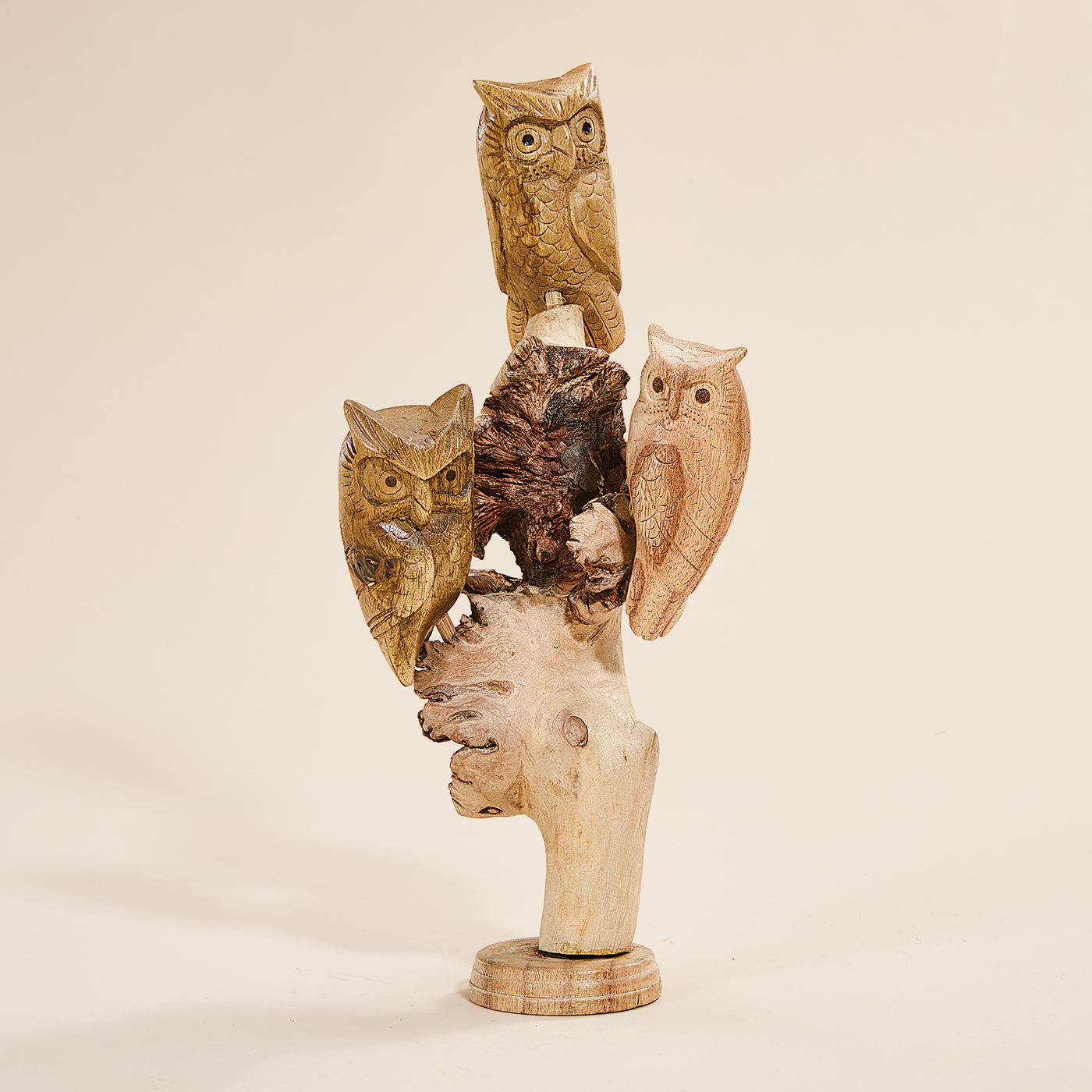 Perched Parliament Hand-Carved Wood Sculpture (Preorder)