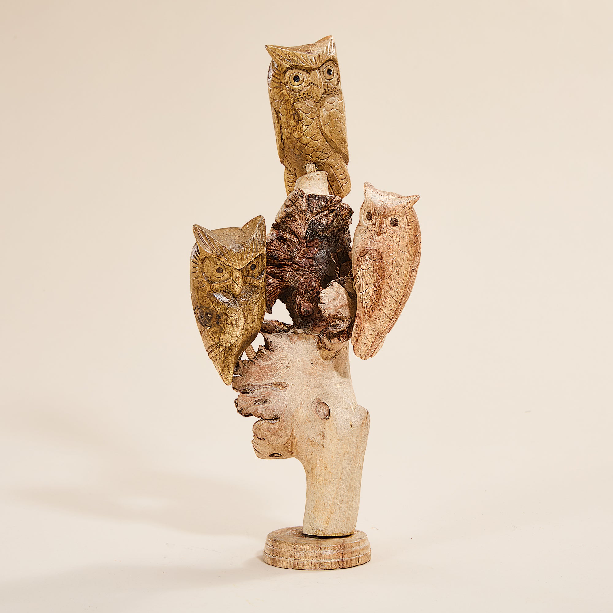 Perched Parliament Hand-Carved Wood Sculpture (Preorder)