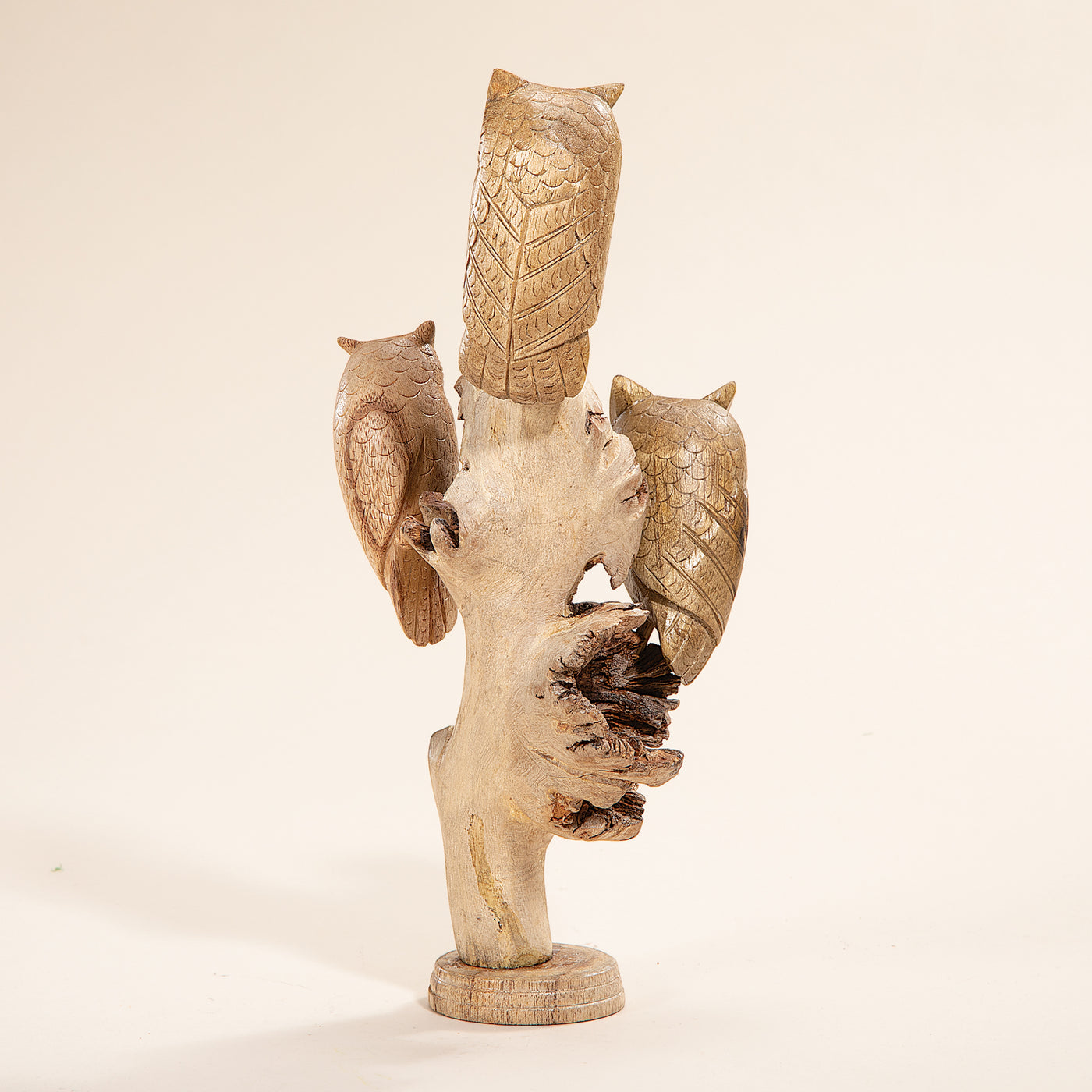 Perched Parliament Hand-Carved Wood Sculpture (Preorder)