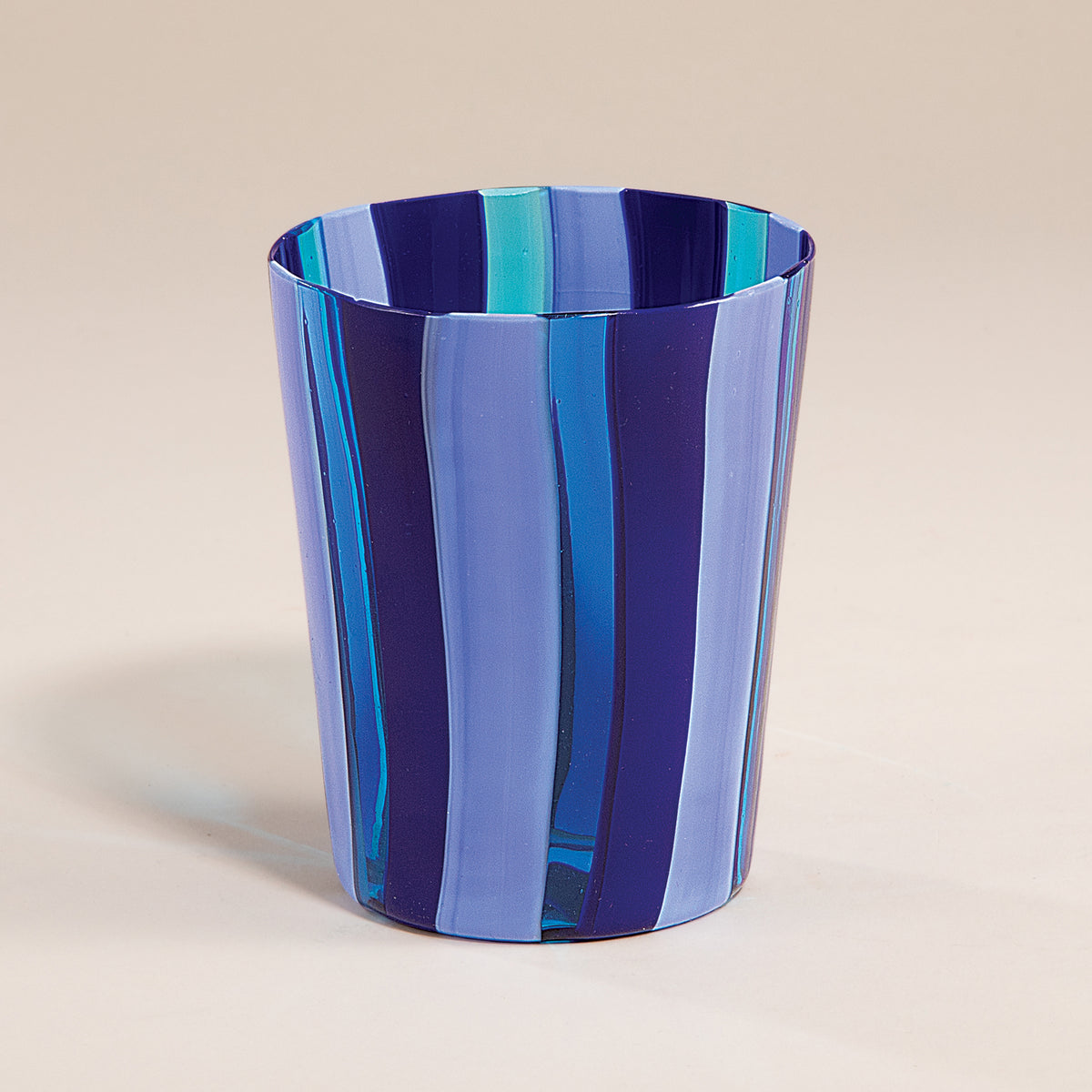 Murano Glass Blue Striped Tonal Tumbler, 10oz. (Preorder)