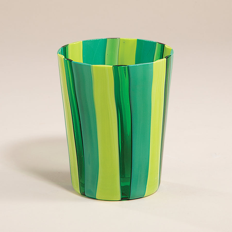 Murano Glass Green Striped Tonal Tumbler, 10oz. (Preorder)