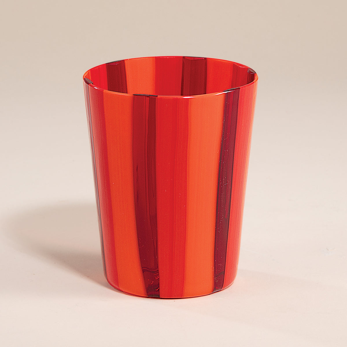 Murano Glass Red Striped Tonal Tumbler, 10oz. (Preorder)