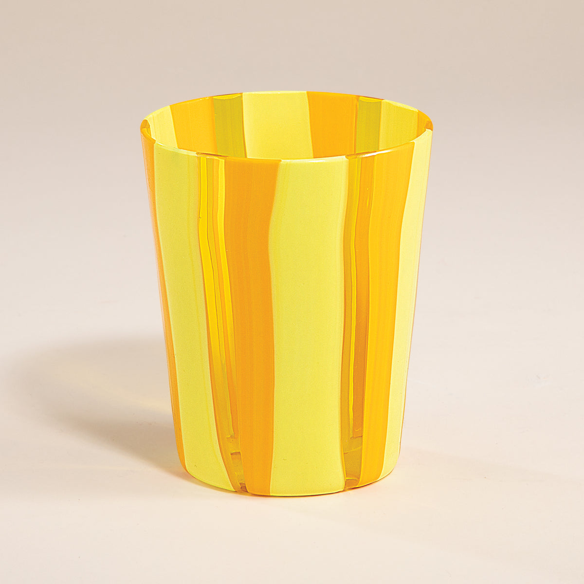 Murano Glass Yellow Striped Tonal Tumbler, 10oz. (Preorder)