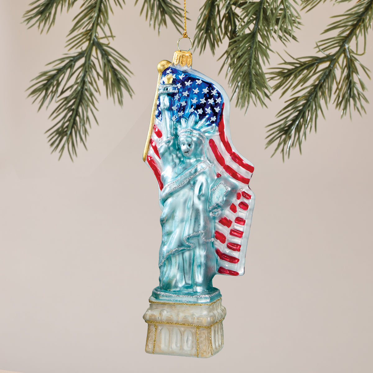 Hand-Painted Statue of Liberty Glass Ornament
