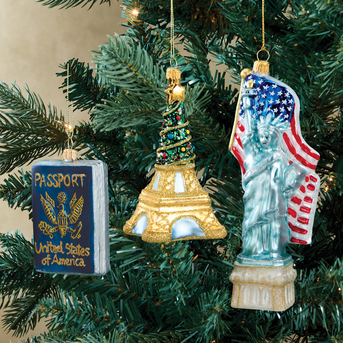 Hand-Painted Glass Eiffel Tower Christmas Tree Ornament (Preorder)