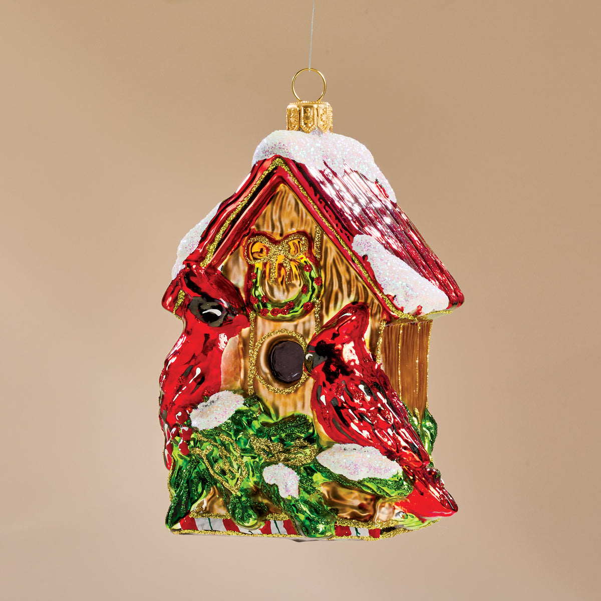 Hand-Painted Christmas Cardinals Home Ornament (Preorder)