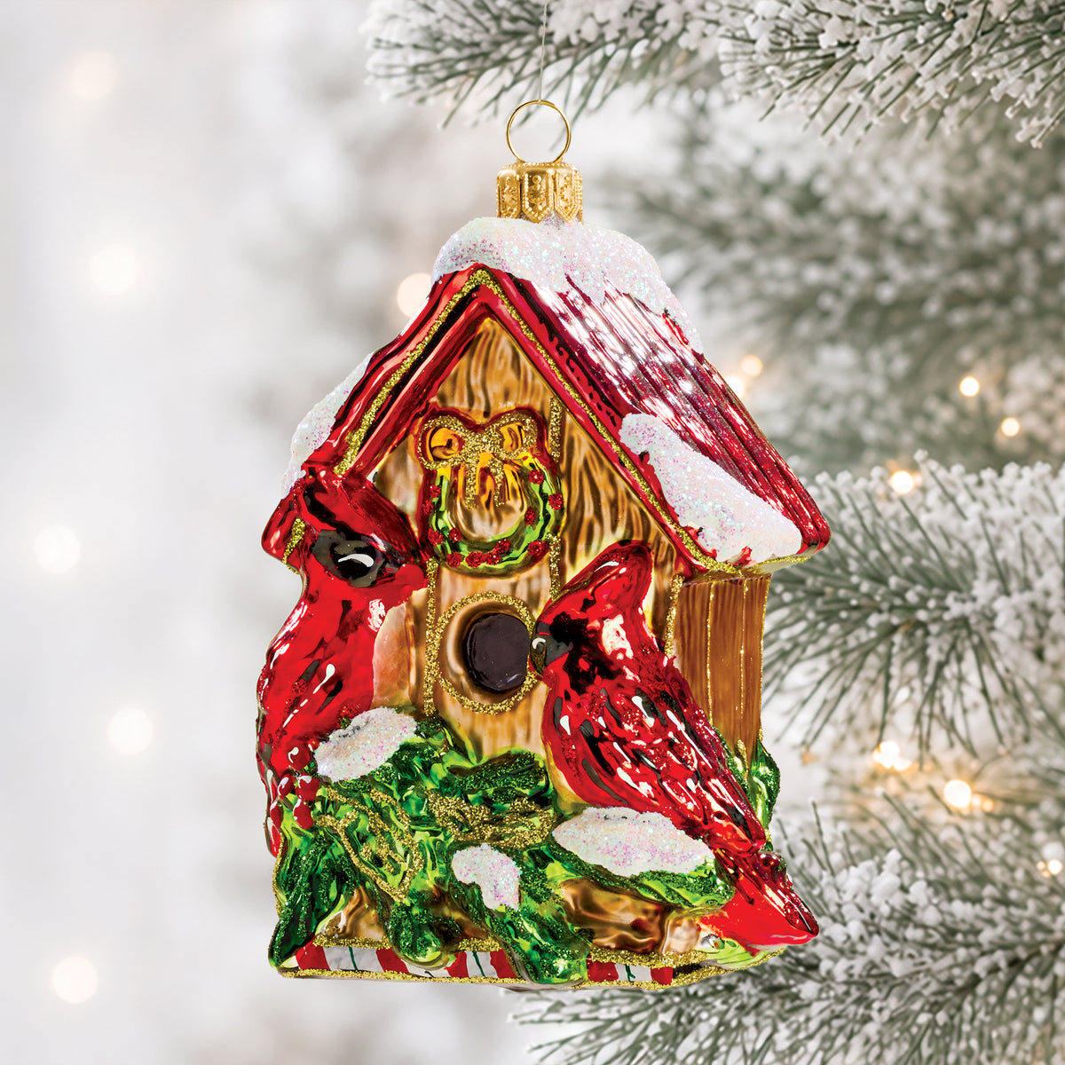 Hand-Painted Christmas Cardinals Home Ornament (Preorder)
