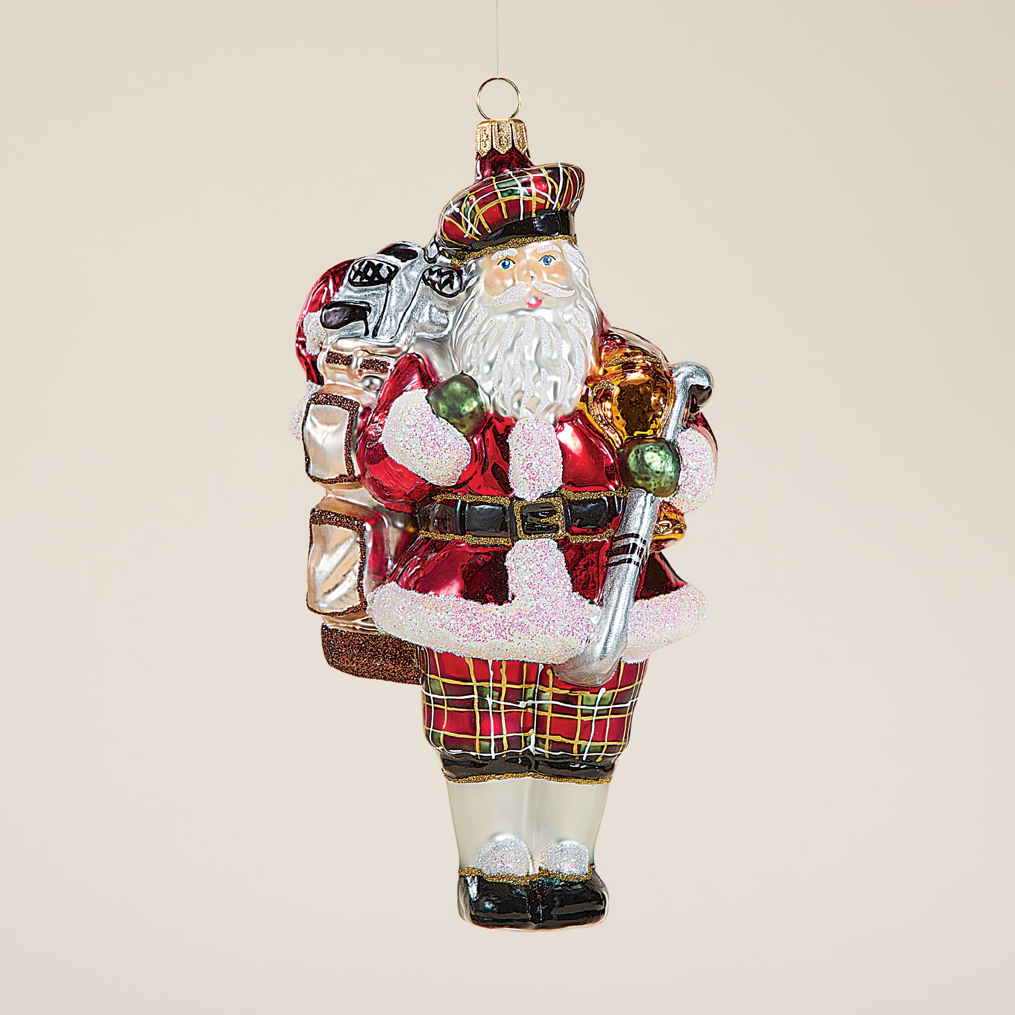 Hand-Painted Glass Near The Green Santa Ornament