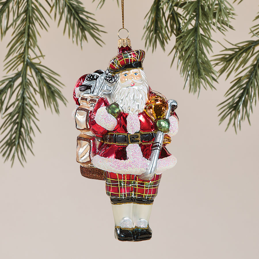 Hand-Painted Glass Near The Green Santa Ornament