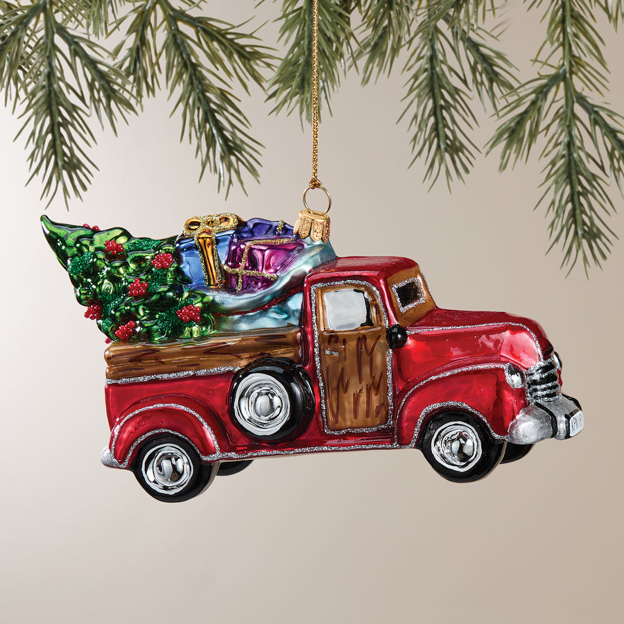 Hand-Painted Christmas Haul Glass Ornament