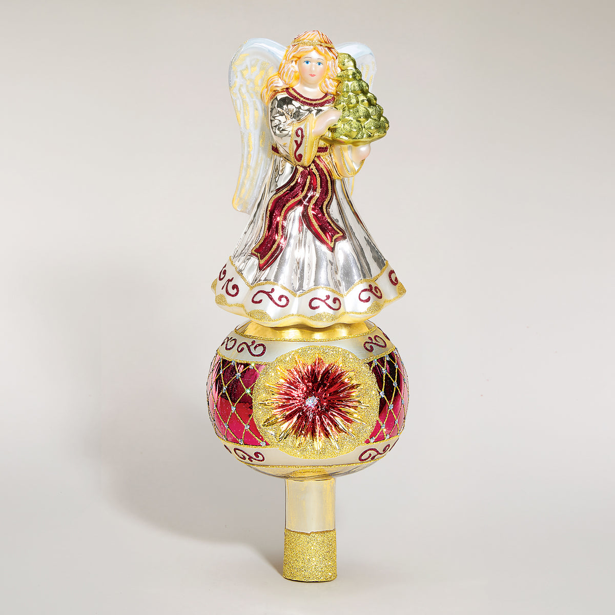 Hand-Painted Glass Angel Tree Topper