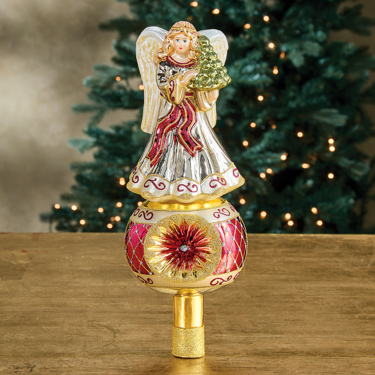 Hand-Painted Glass Angel Tree Topper