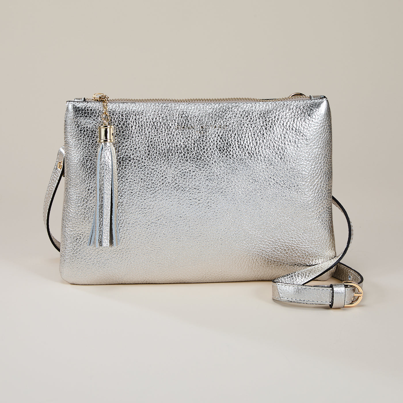 Cervo Neutral Metallic Italian Leather Wristlet