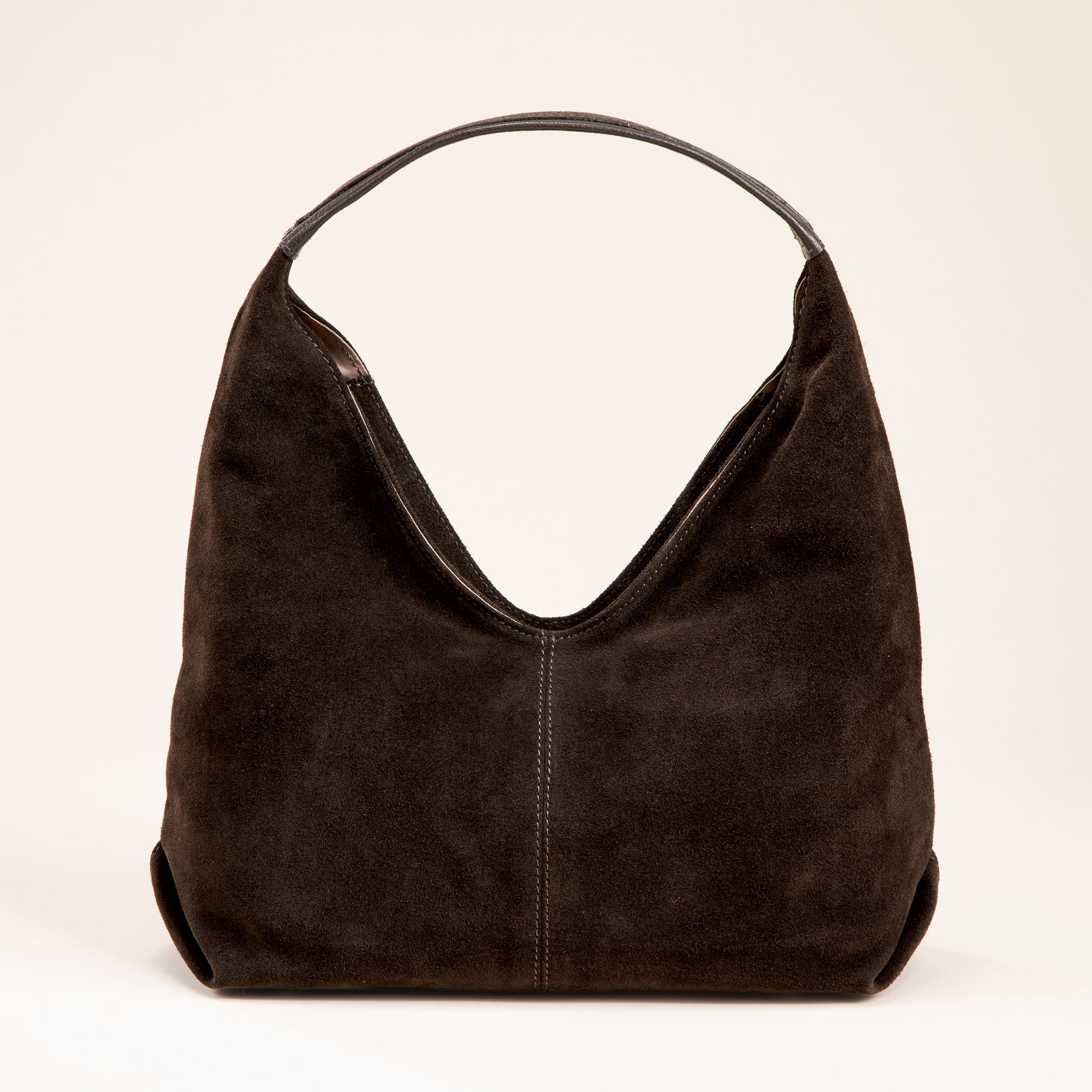 Sarzana Deep Brown Italian Suede Hobo Bag