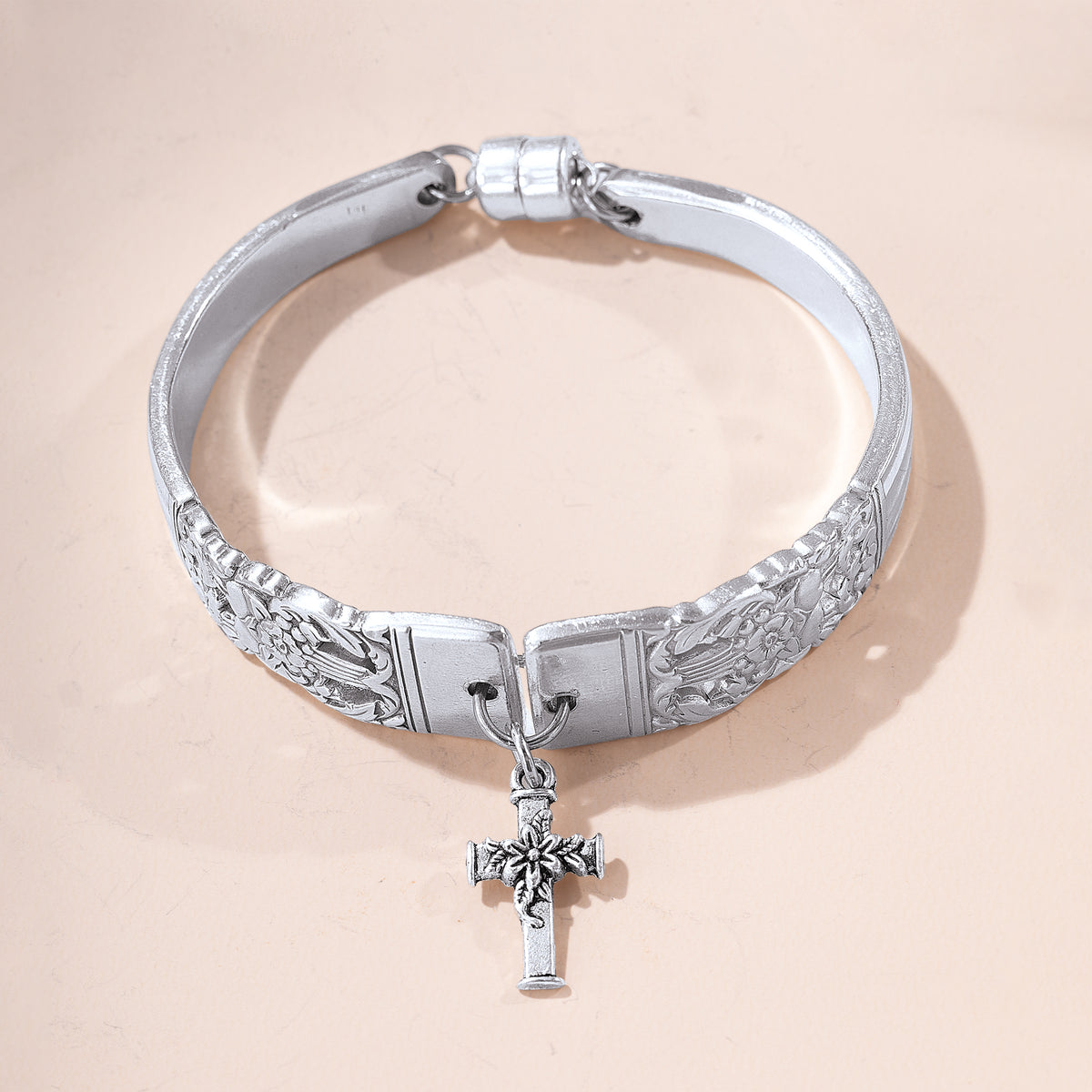 Upcycled Silverware Cross Bracelet (Preorder)