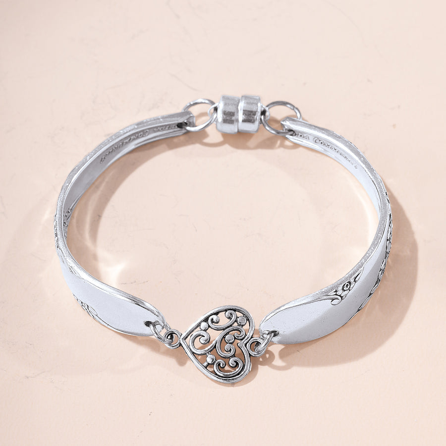 Upcycled Silverware Heart Bracelet (Preorder)