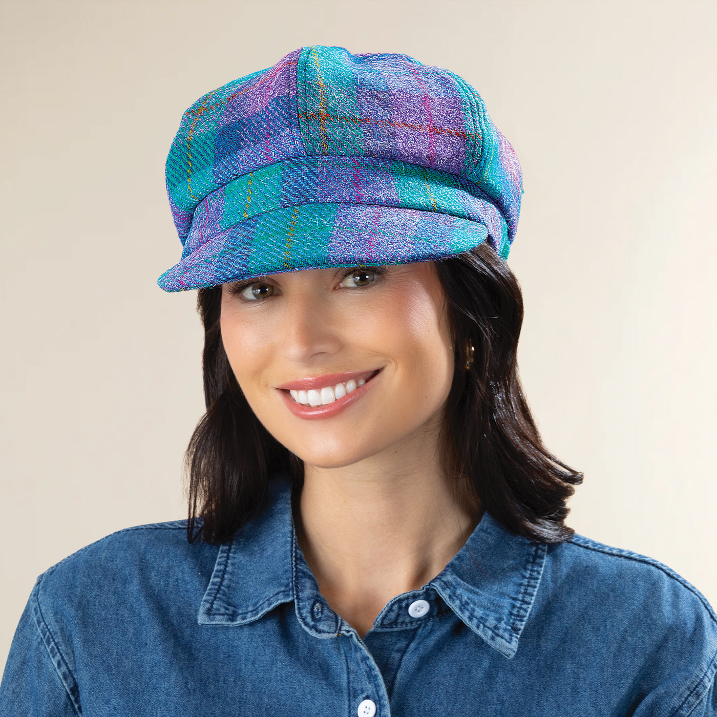 Tartan Plaid Glencoe Harris Tweed Ladies Cap (Preorder)