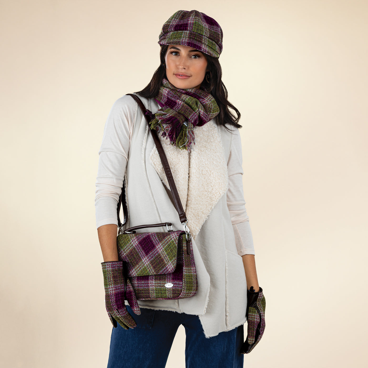 Glasgow Plaid Harris Tweed Ladies Cap