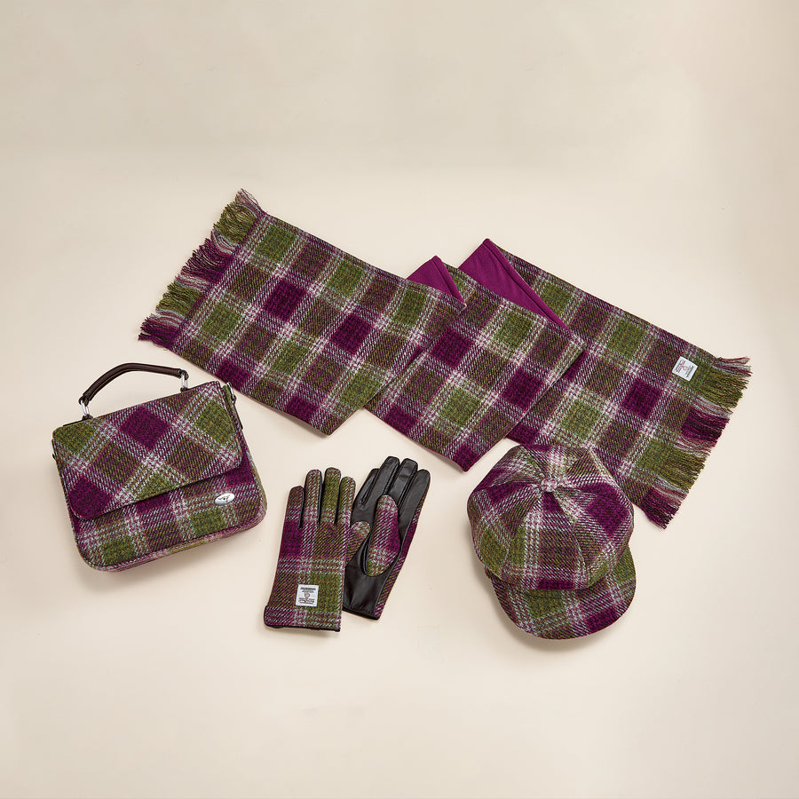 Glasgow Plaid Harris Tweed & Leather Gloves