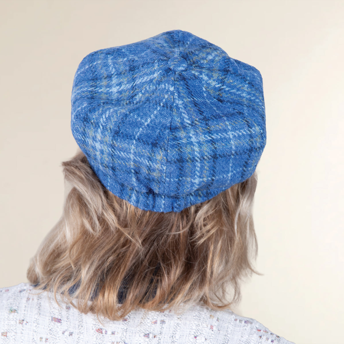 Fiddich Harris Tweed Blue Plaid Ladies Cap (Preorder)