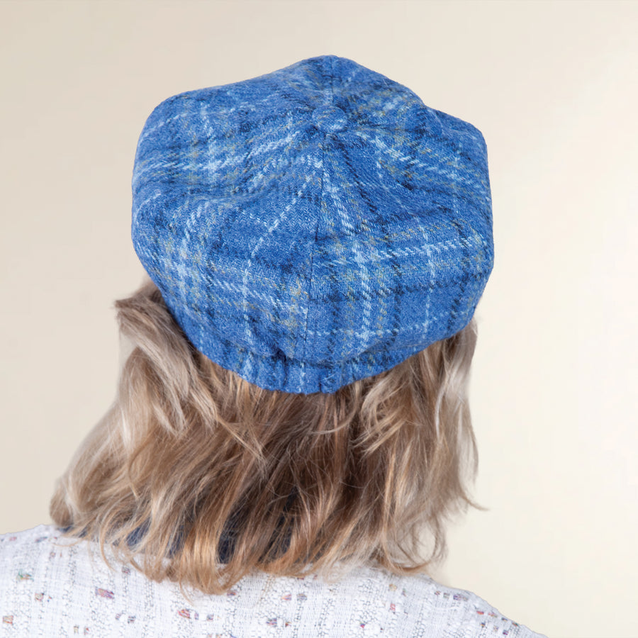 Fiddich Harris Tweed Blue Plaid Ladies Cap (Preorder)