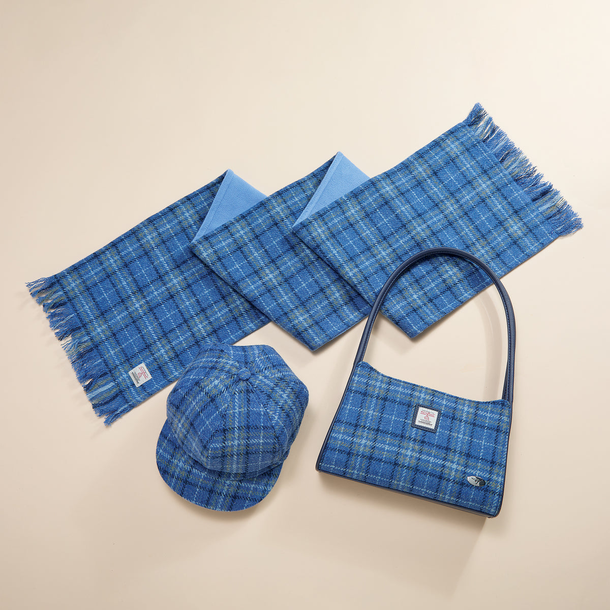 Fiddich Harris Tweed Blue Plaid Ladies Cap (Preorder)
