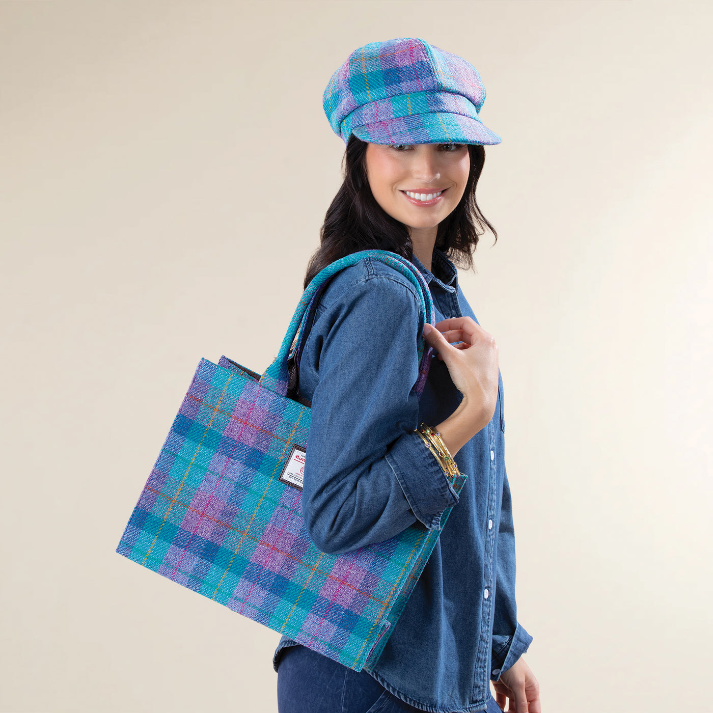 Tartan Plaid Glencoe Harris Tweed Ladies Cap (Preorder)