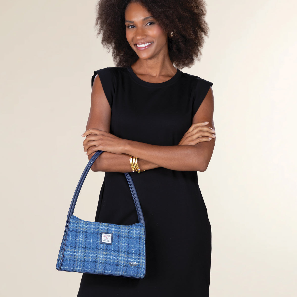 Fiddich Harris Tweed Blue Plaid Handbag (Preorder)