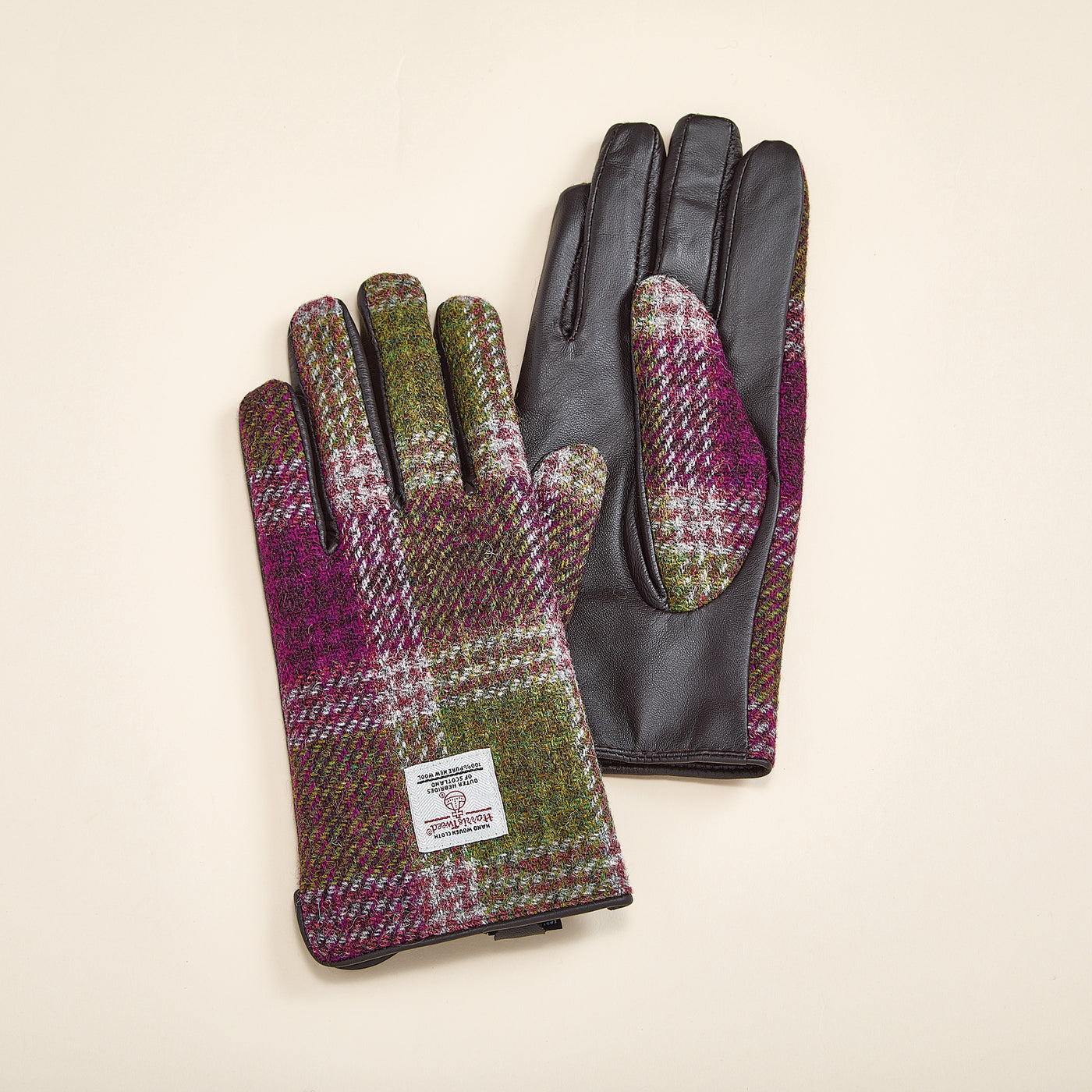 Glasgow Plaid Harris Tweed & Leather Gloves