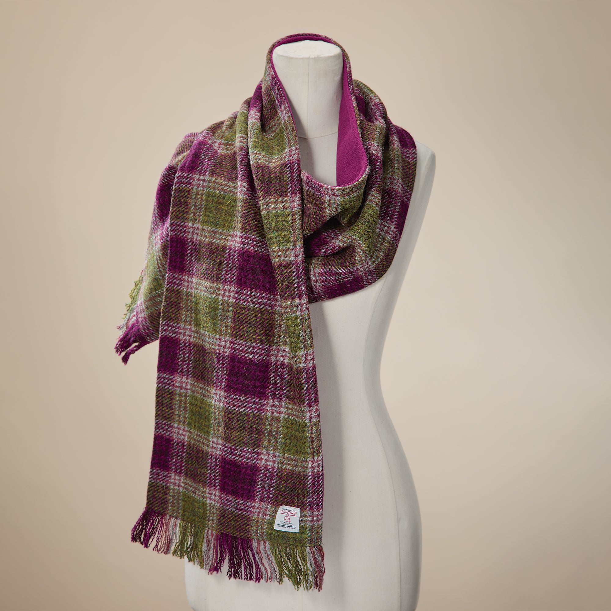 Glasgow Plaid Harris Tweed Wool Scarf