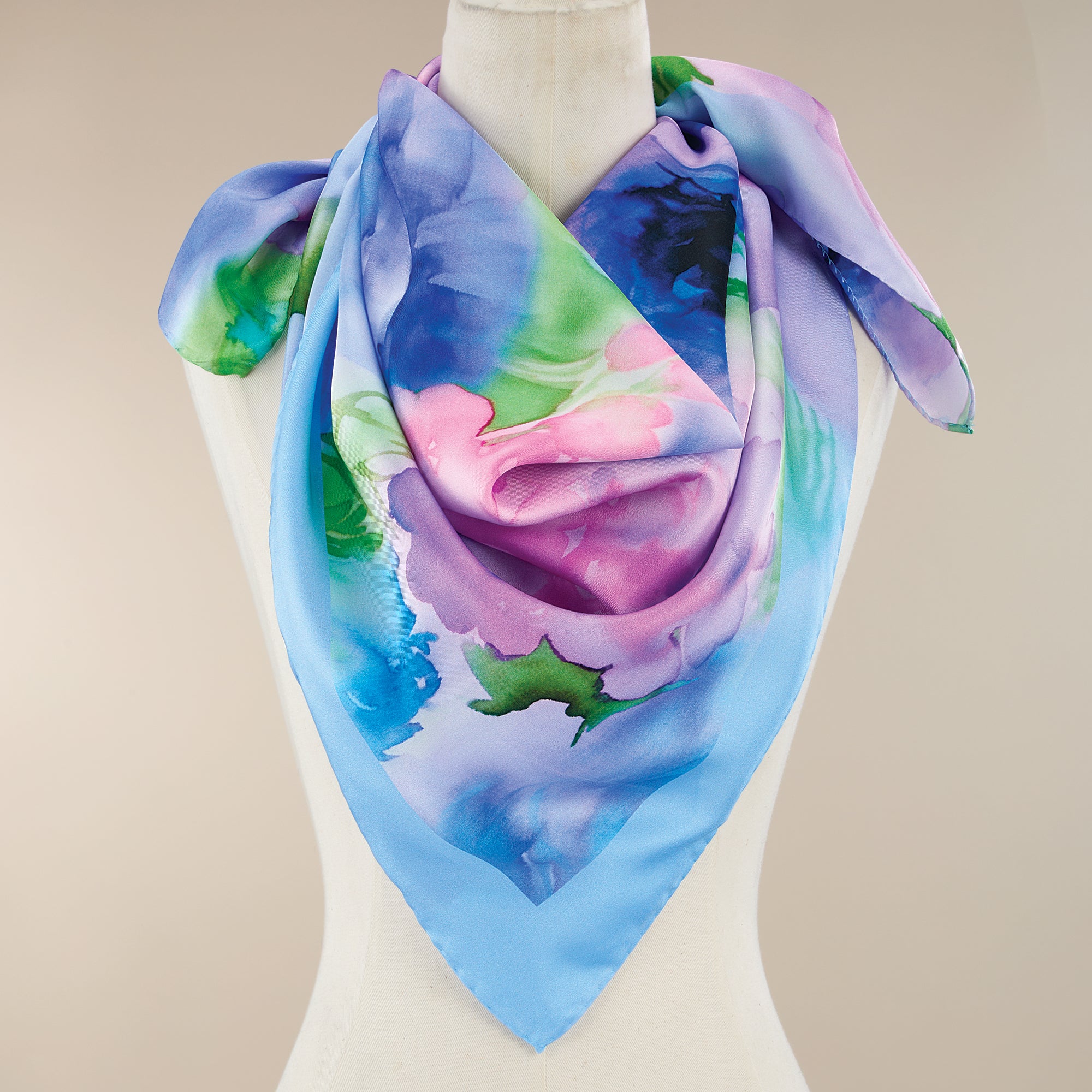 Pastel Peonies Italian Silk Scarf