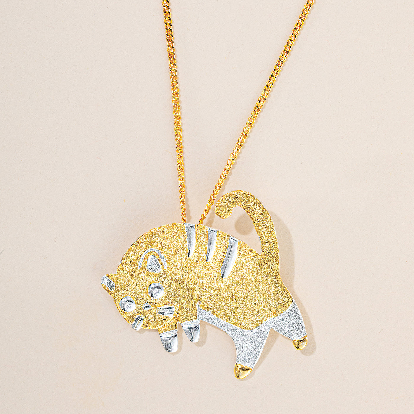 Cuddling Kitty Pendant Necklace