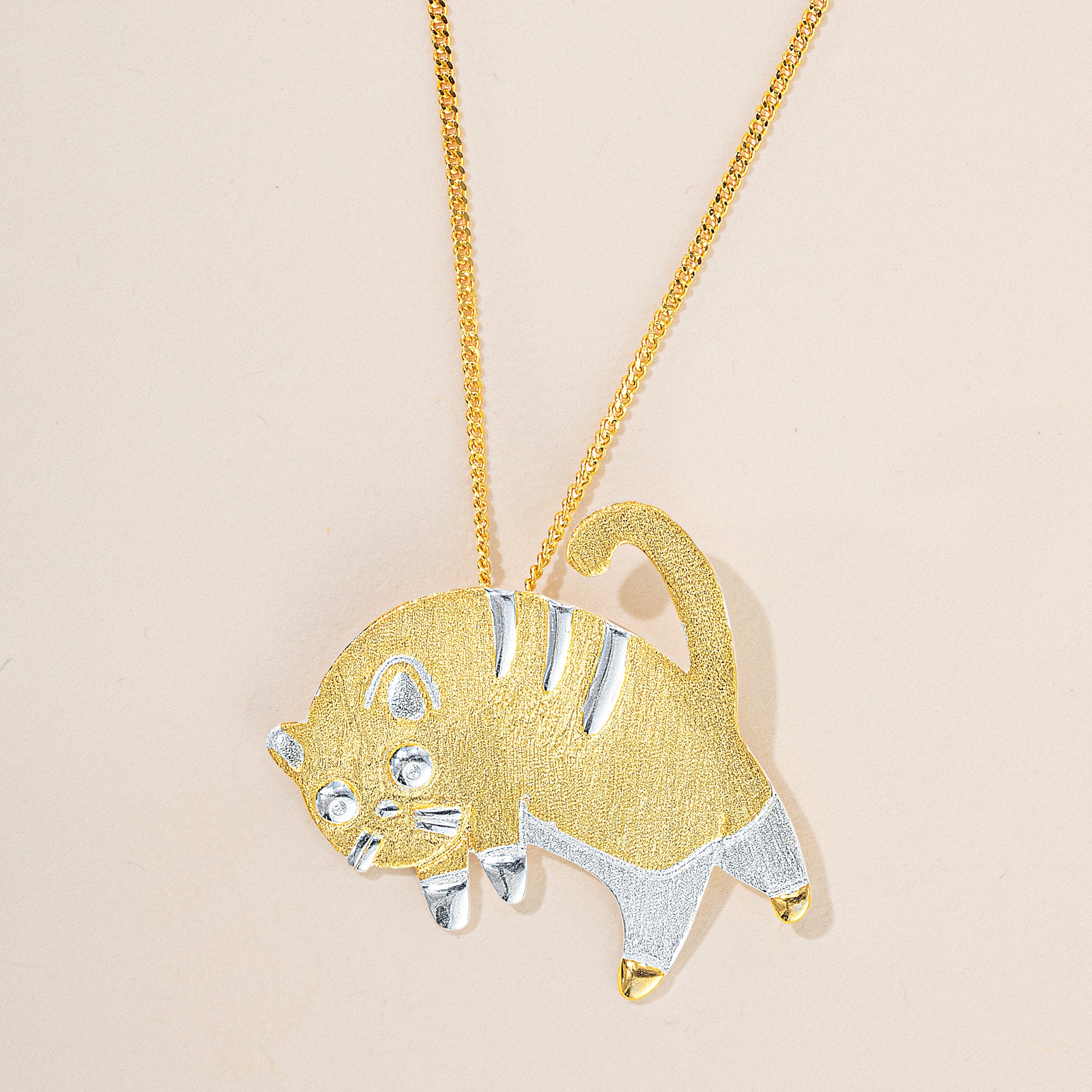 Cuddling Kitty Pendant Necklace