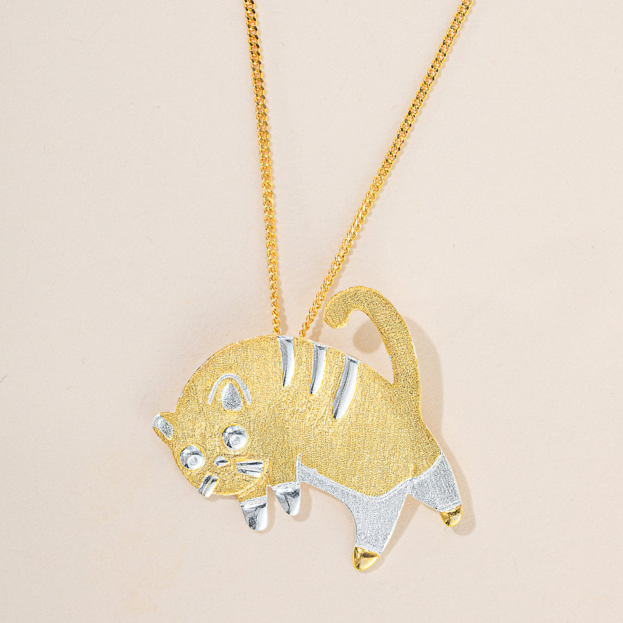 Cuddling Kitty Pendant Necklace