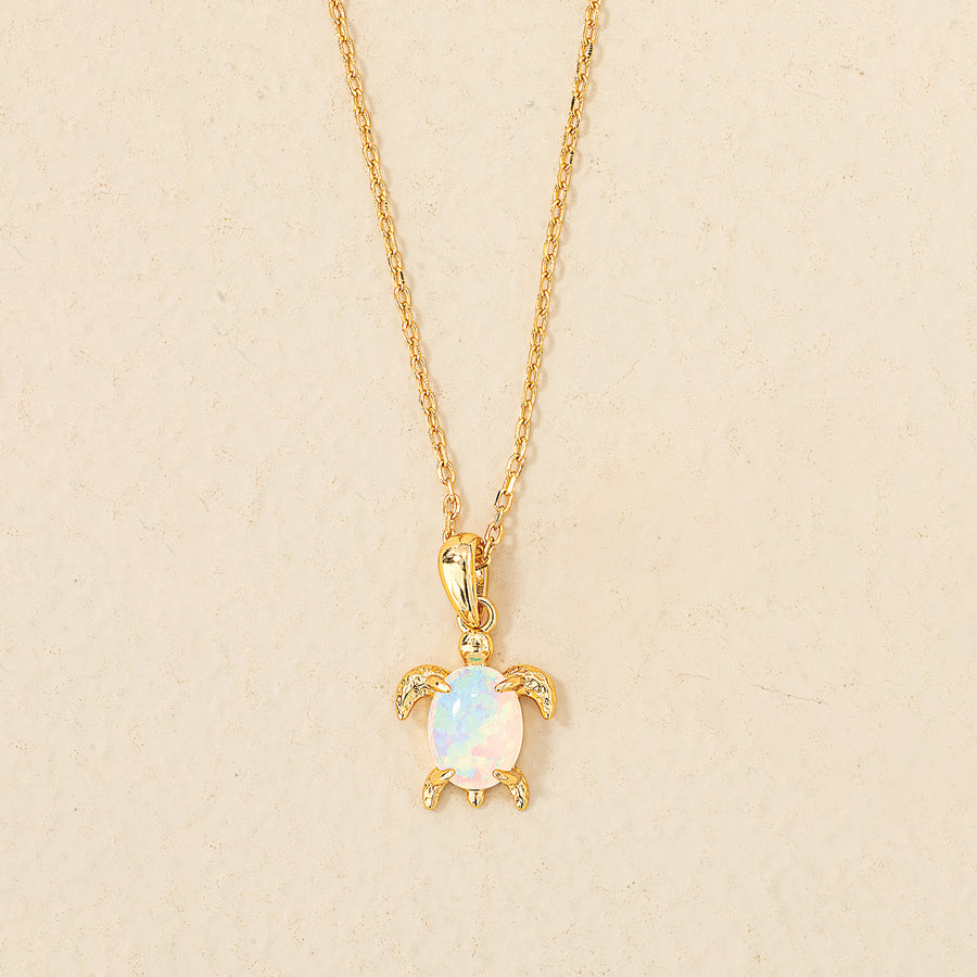 Opal Sea Turtle Pendant Necklace (Preorder)