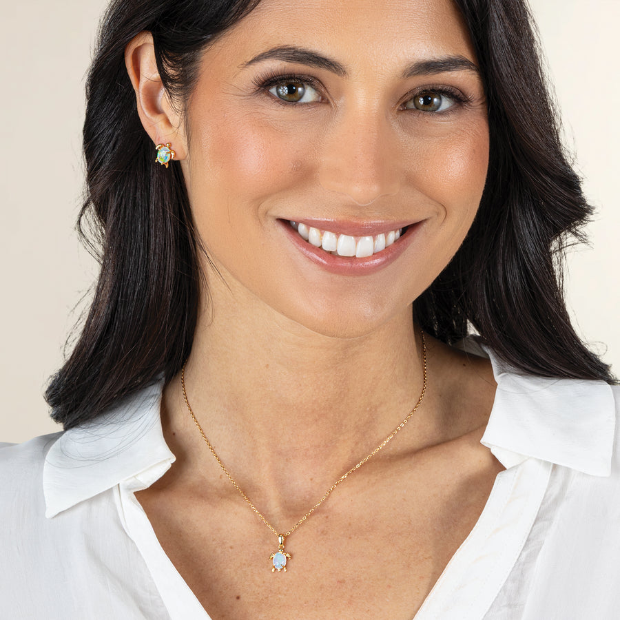Opal Sea Turtle Earrings