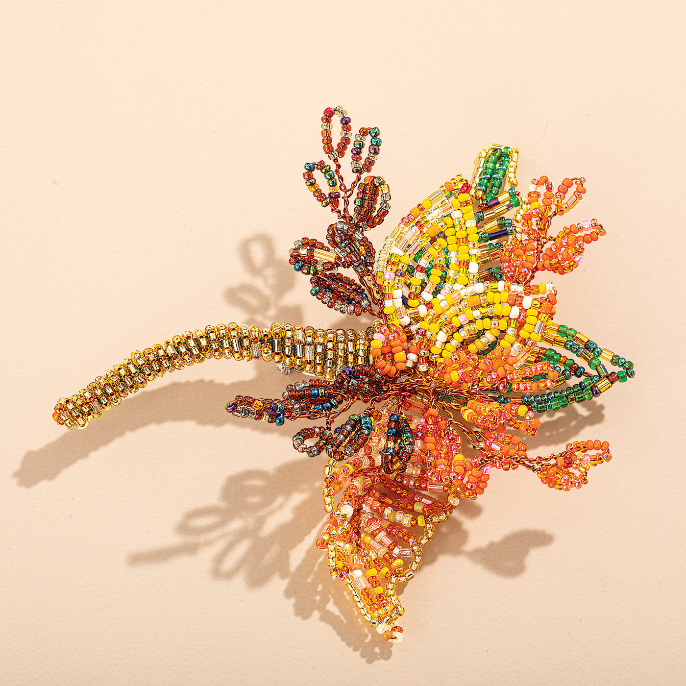 Hand-Beaded Murano Glass Autumn Leaves Brooch (Preorder)