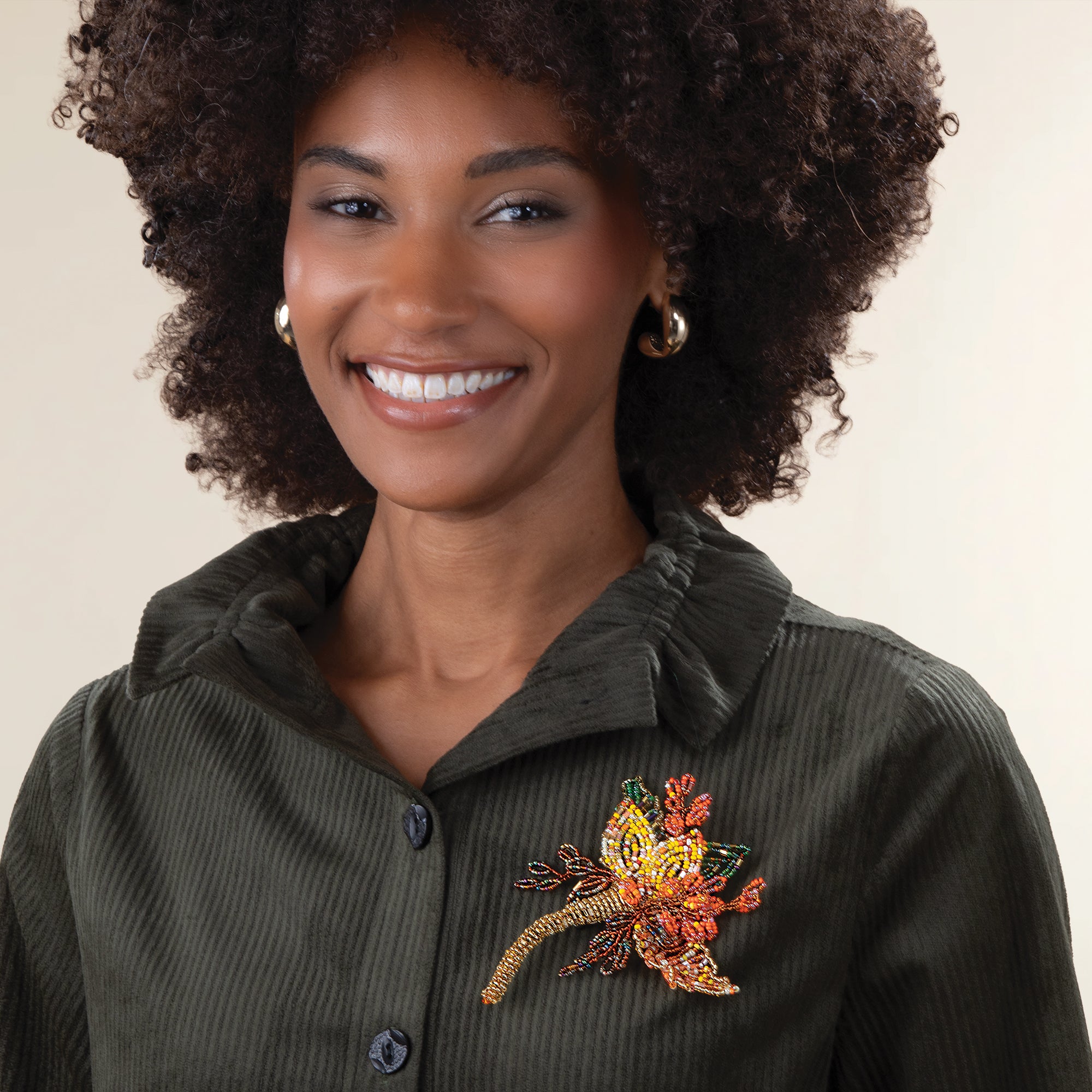 Hand-Beaded Murano Glass Autumn Leaves Brooch (Preorder)