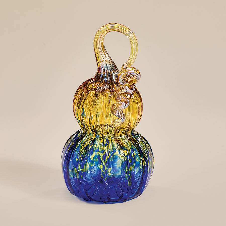 Hand-Blown Ombre Gold & Blue Glass Gourd (Preorder)