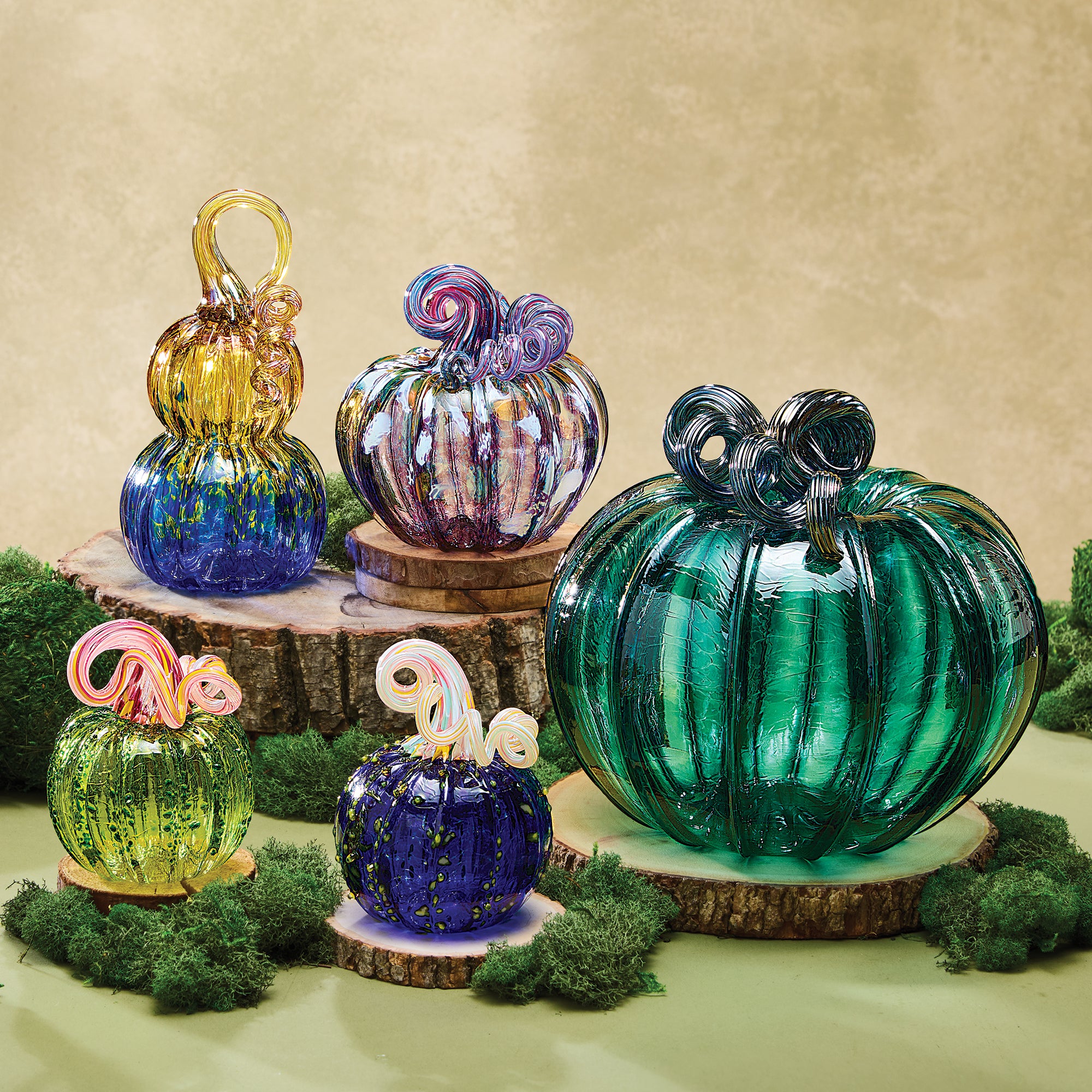 Hand-Blown Ombre Gold & Blue Glass Gourd (Preorder)