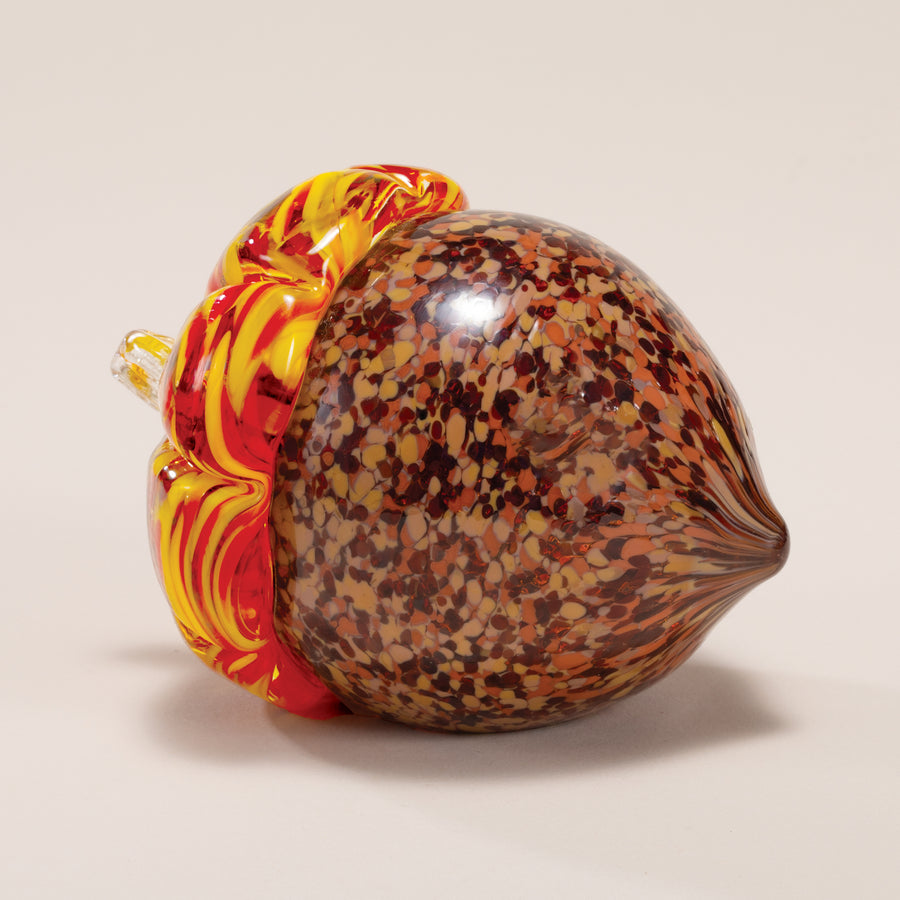 Hand-Blown Glass Brown Speckled Acorn