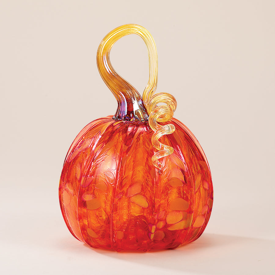 Hand-Blown Glass Orange Iridescent Pumpkin (Preorder)
