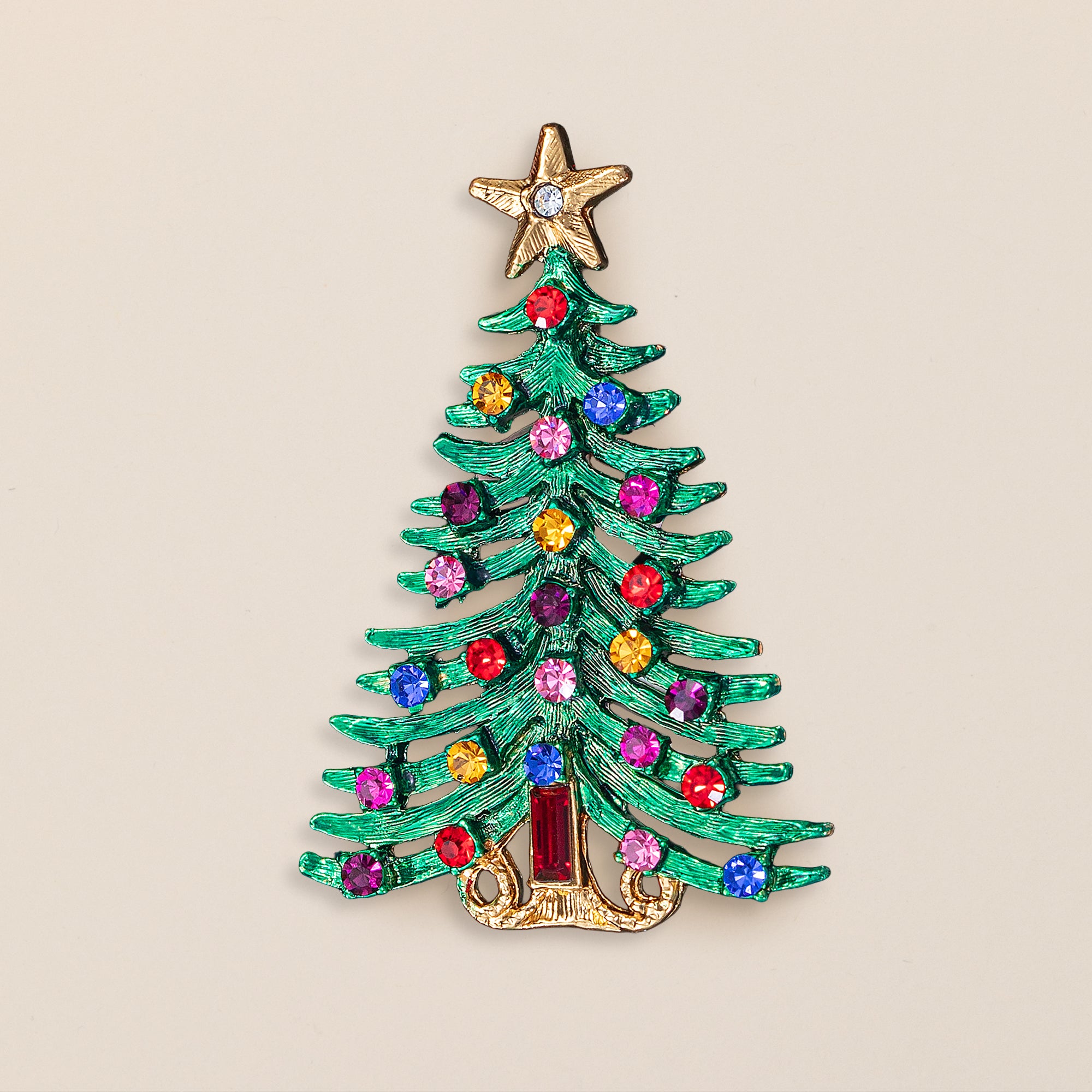Green Christmas Tree Brooch