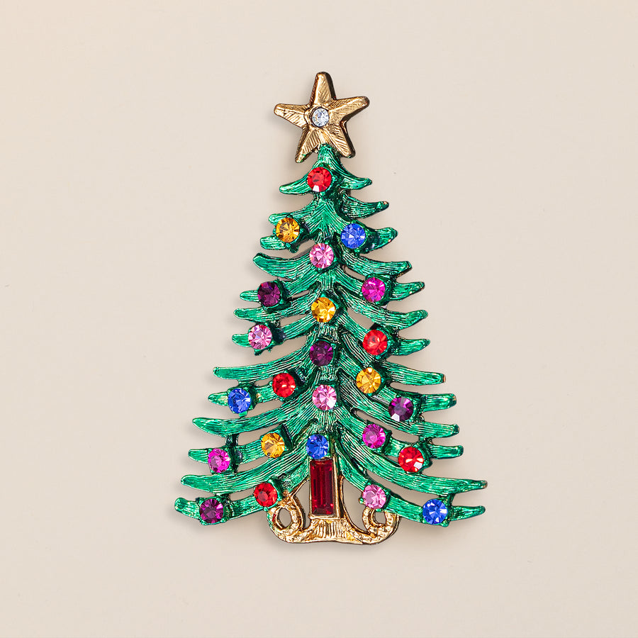 Green Christmas Tree Brooch