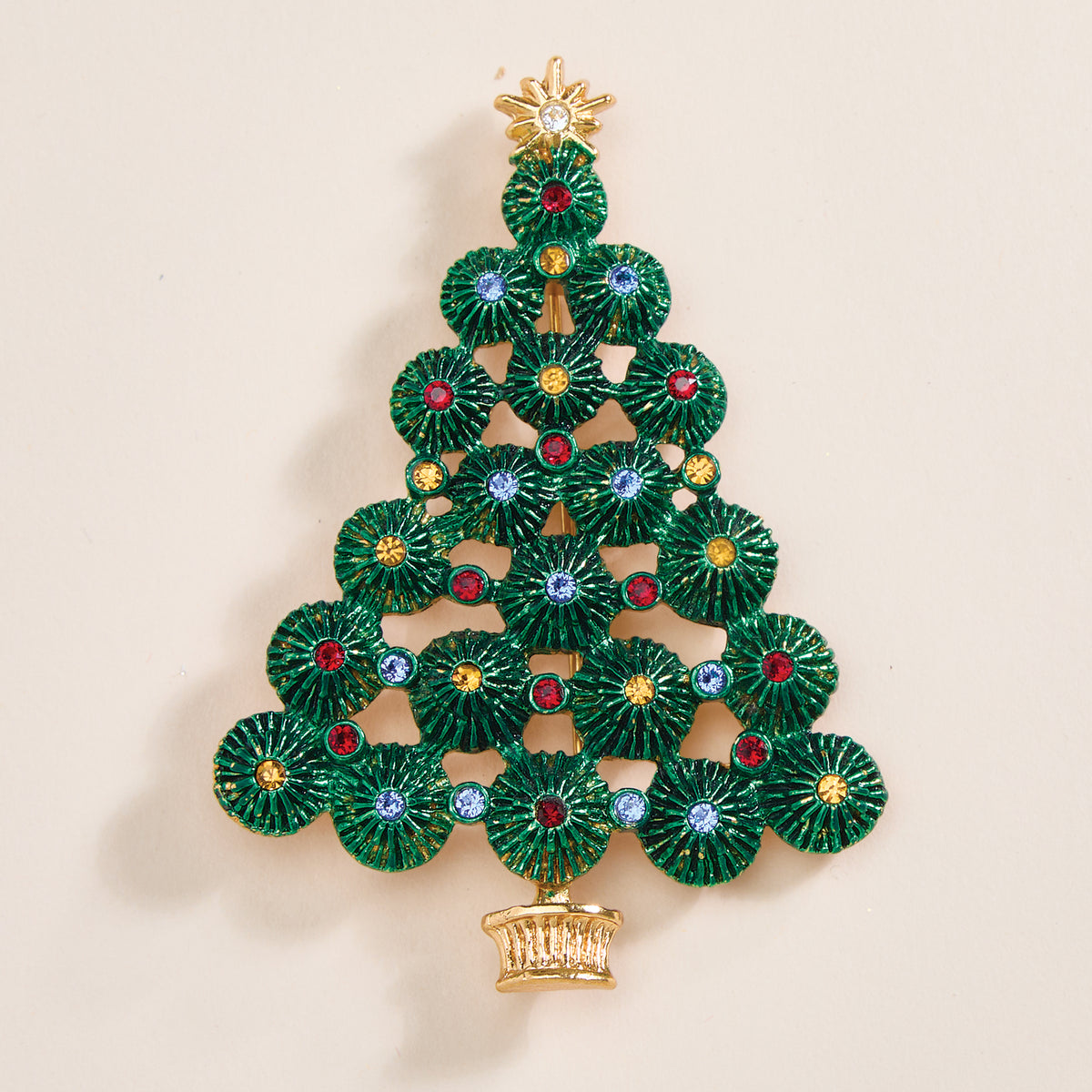Colored Lights Holiday Tree Brooch (Preorder)