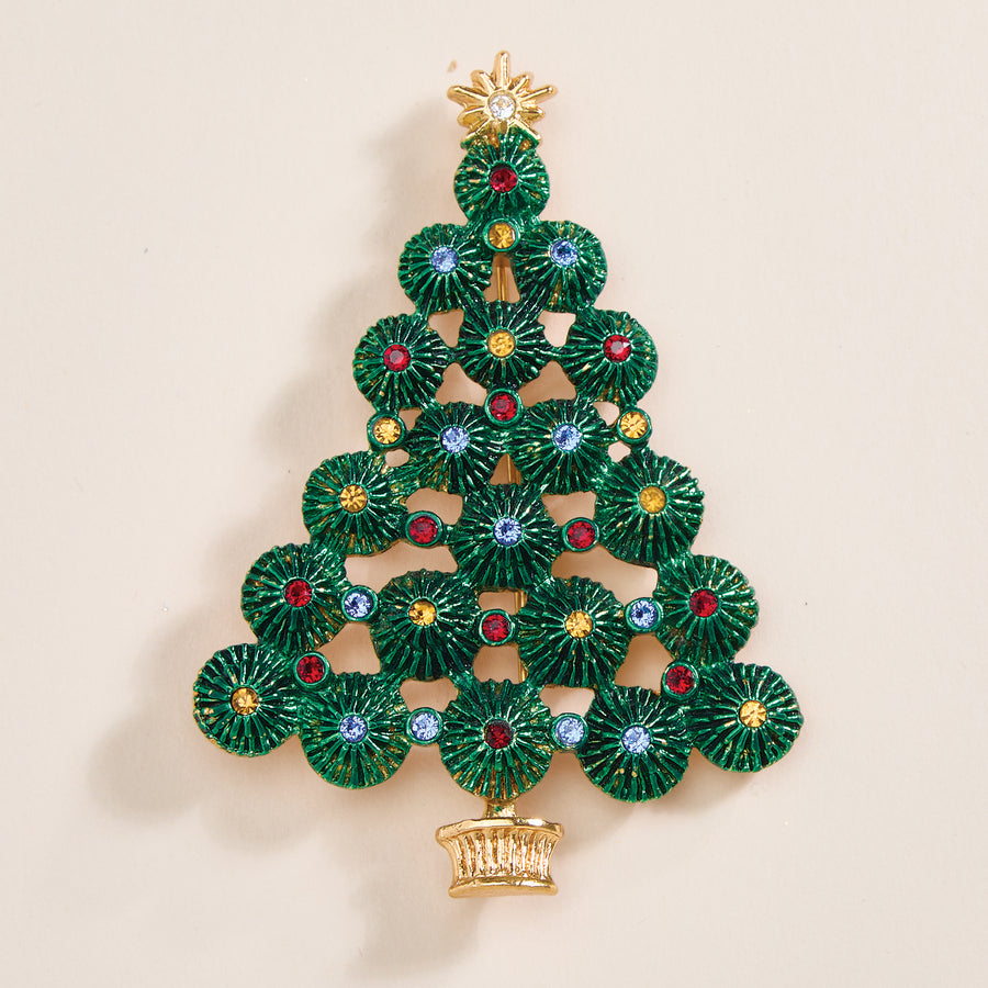 Colored Lights Holiday Tree Brooch